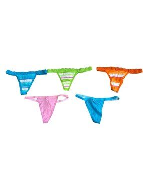 Gilly Hicks Lot of 5 Down Undies Thong Panties Stretch Cotton Lace Size Small